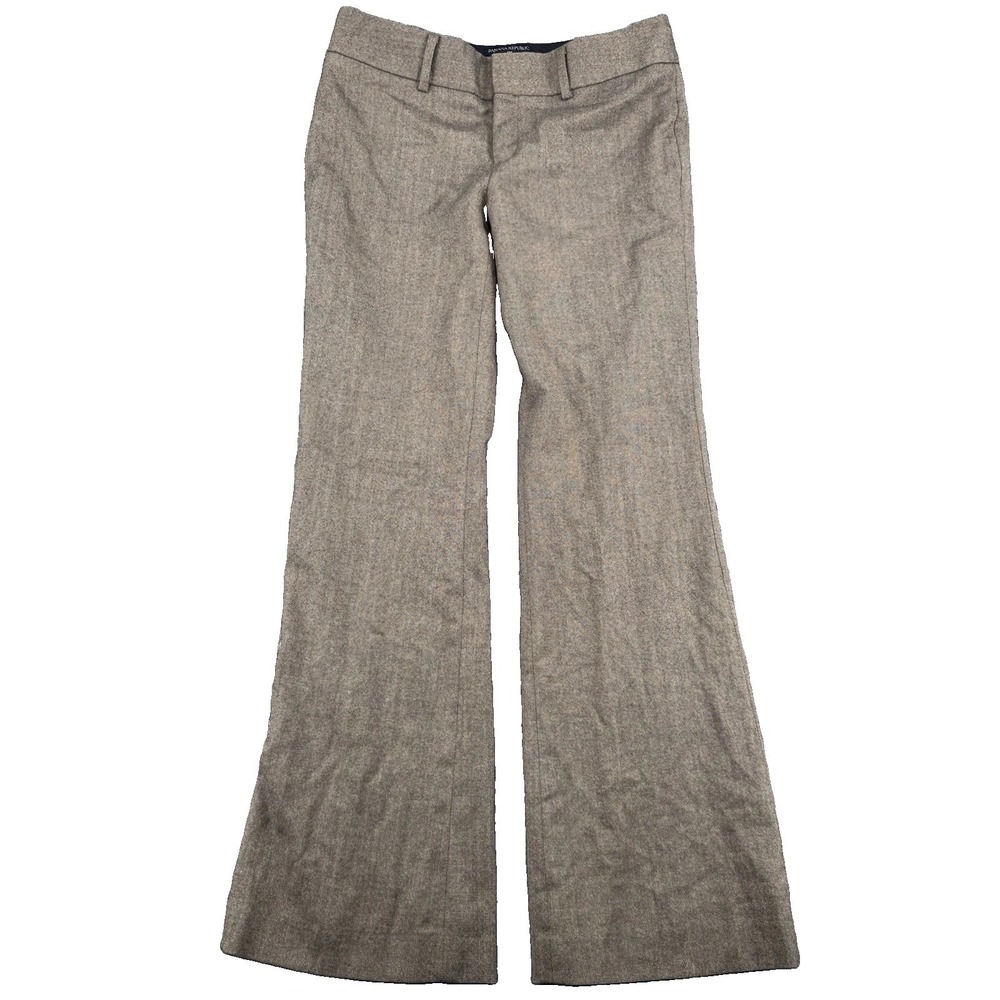 BANANA REPUBLIC Contoured Fit Pants Trousers Brown Wool Stretch Tweed Women 4
